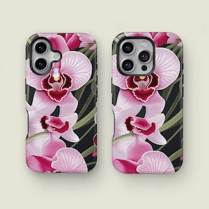 Pink Orchid Floral Phone Case,Aesthetic Flower, Floral Phone Case, iPhone 16 15 14 13 12 11 Pro Max XS, Samsung Galaxy S25 S24 S23 Ultra