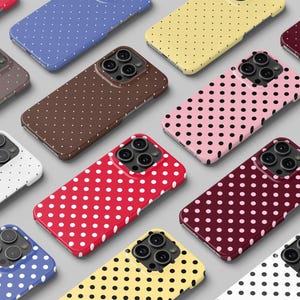 Custom Retro Polka Dot Phone Case, Cute Aesthetic Cover, iPhone 17 16 15 14 13 12 11 Pro Max, Samsung Galaxy S26 S25 S24 S23 S22 Ultra