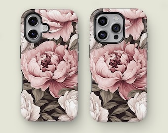 Pfingstrose Blume Handyhülle, Pink Floral iPhone Hülle, iPhone 16 15 14 13 12 11 Pro Max, Samsung Galaxy S25 S24 S23 S22 Ultra