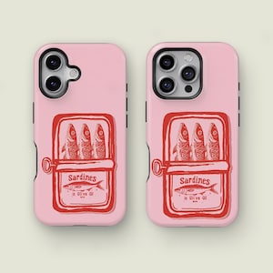 Vintage Tinned Fish Phone Case, Sardines Collage, Rustic Aesthetic, Preppy Summer Phone Case, iPhone 16 15 14 13 12 Pro Max XS, Samsung S25