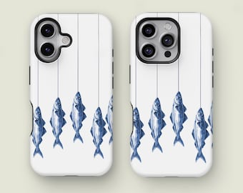 Fish phone case Retro Sardine cover Fishy Ocean Sea Animals Anchovy Phone Case, iPhone 17 16 15 14 13 Pro Max XS, Samsung Galaxy S26 Ultra