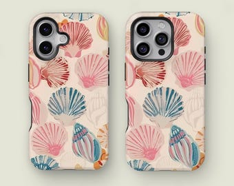 Vintage Seashell Pattern Phone Case, Beachy Tropical Phone Case, summer phone case, iPhone 17 16 15 14 13 12 Pro Max X XS, Samsung S22 Ultra