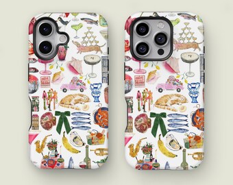 Beachy Collage Design, Summer Phone Case, iPhone 16 15 14 13 12 Pro Max XS, iPhone 13 12 Mini Case, Samsung Galaxy S25 S24 S23 S22 S21 Ultra