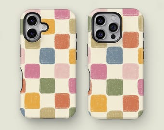 Colorful Squares Simple Phone Case, iPhone 17 16 15 14 13 12 11 Pro Max XS,, Samsung Galaxy S25 S24 S23 S22 S21 S20 Ultra