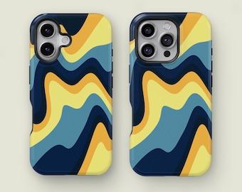 Colorful Wave Swirl Phone Case, Abstract Cover Compatible, iPhone 17 16 15 14 13 12 11 Pro Max XS, Samsung Galaxy S25 S24 S23 S22 S21
