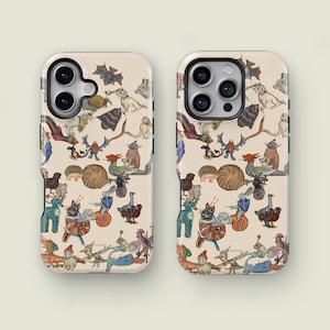 Konstigt medeltida konst iPhone-skal • Fult roligt medeltida marginalia-collageskal • Konstiga medeltida katter som present • Snyggt indie-alternativt mode