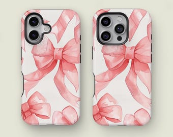 Soft Pink Coquette Phone Case, Bow Phone Case, Soft Girl Aesthetic, iPhone 17 16 15 14 13 12 11 Pro Max XS, Samsung S25 S24 S23 S22 Ultra