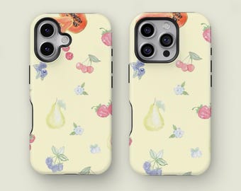 Funda para teléfono con collage de frutas, funda retro para iPhone 17, 16, 15, 14, 13, 12, 11 Pro Max, XS, Samsung Galaxy S25, S24, S23, S22, S21 y S20 Ultra