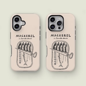 Vintage Sardine tin Magsafe Phone Case, Retro Mackerel Fish Cover, iPhone 16 15 Pro Max XS, Phone 13 12 Mini Case, Samsung Galaxy S25 Ultra