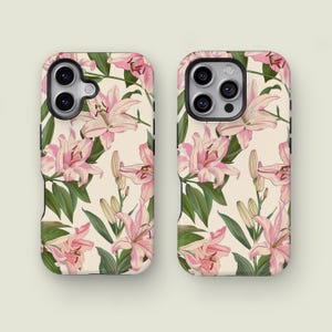Pink Lily Floral Phone Case,Aesthetic Flower, Floral Phone Case, iPhone 16 15 14 13 12 11 Pro Max XS, Samsung Galaxy S25 S24 S23 S22 Ultra