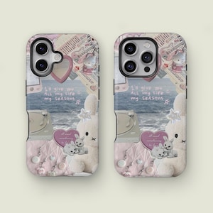 Retro Pink Collage Phone Case, Trendy Preppy Phone Case, iPhone 16 15 14 13 12 Pro Max XS, iPhone 13 Mini Case, Samsung Galaxy S25 S24 Ultra