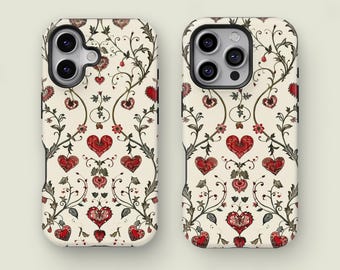 フローラルハートの気まぐれな携帯ケース、美的コケット、iPhone 17 16 15 14 13 12 11 Pro Max XS、Samsung Galaxy S25 S24 S23 Ultra