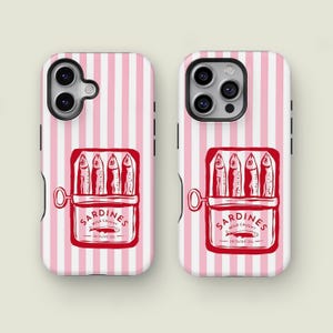 Pink Retro Sardine Phone Case, Summer Gift, Vintage Phone Case, iPhone 16 15 14 13 12 11 Pro Max XS, Samsung S25 S24 S23 S22 S21 S20 Ultra