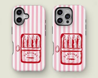 Pink Retro Sardine Phone Case, Summer Gift, Vintage Phone Case, iPhone 17 16 15 14 13 12 11 Pro Max, Samsung S25 S24 S23 S22 S21 S20 Ultra