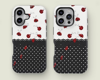 Ladybug Polka Dot Phone Case, Cute Insect Design, Soft Girl Aesthetic, Fall Aesthetic, iPhone 17 16 15 14 13 12 11 Pro Max, Samsung S25 S24