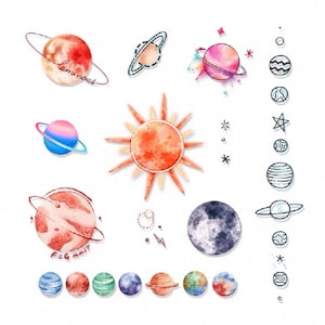 Galaxy & Planet Temporary Tattoos – Colorful Waterproof Body Stickers | Moon, Stars, Saturn, Cosmic Designs