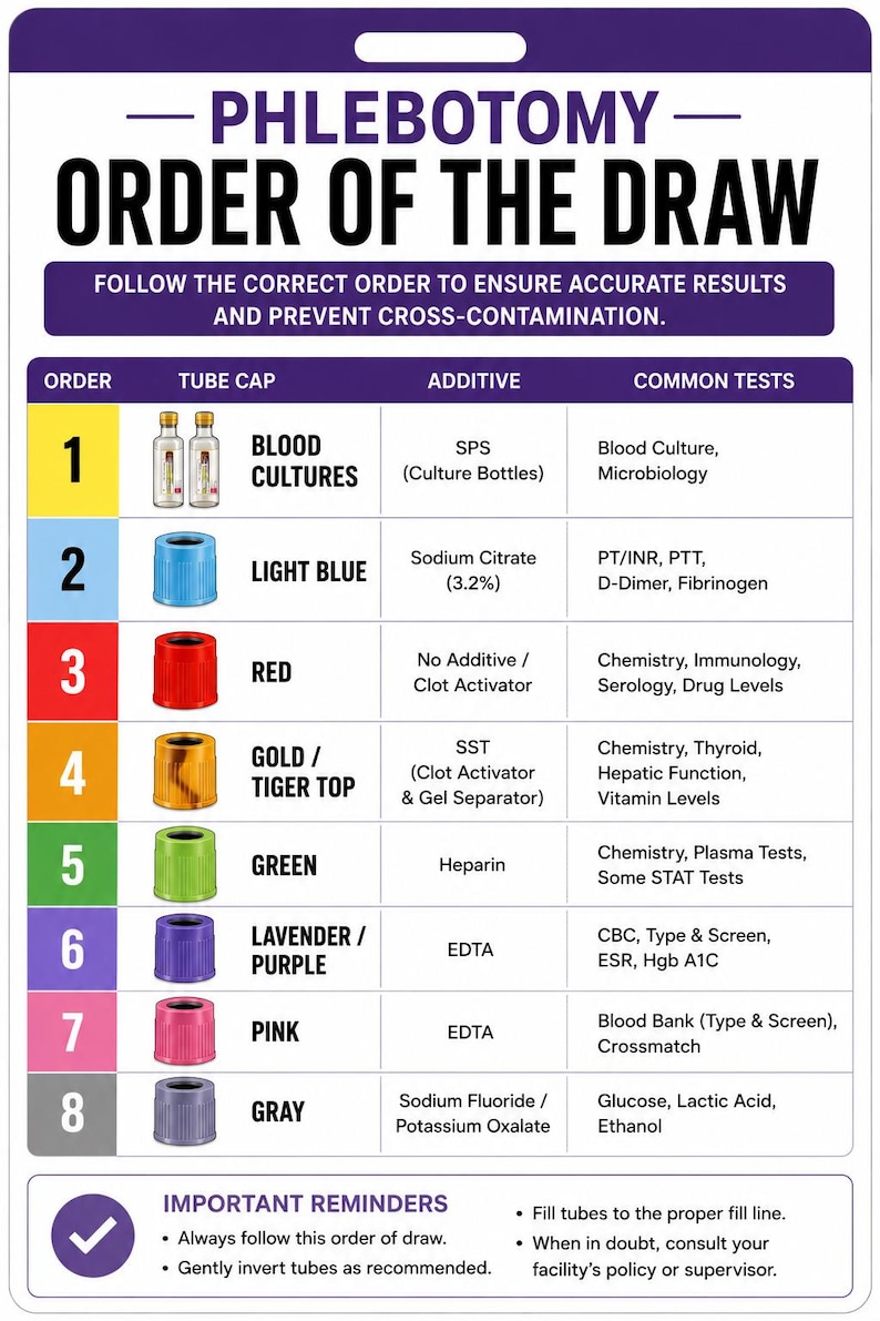 Phlebotomy Order of Draw Reference Badge Card - Etsy