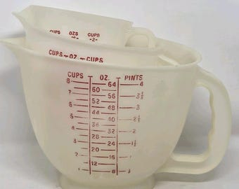 Juego vintage Tupperware Mix-N-Store - Jarras de 8, 4 y 2 tazas (lote de 3, sin tapa)