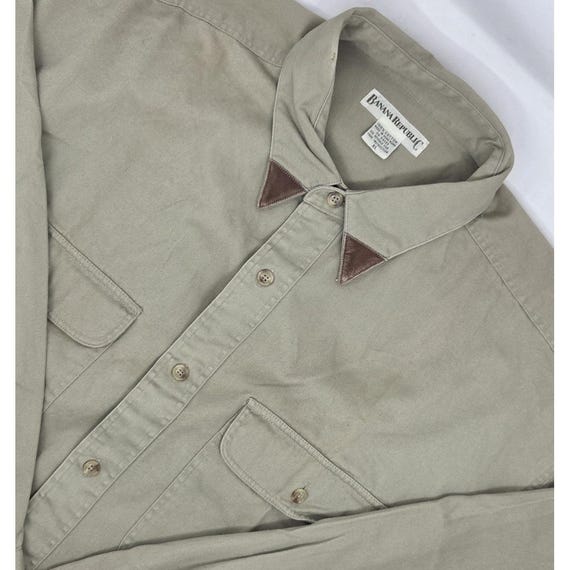 Banana Republic, VINTAGE Banana Republic Safari & Travel Cotton Twill Shirt XL Khaki Long Sleeve