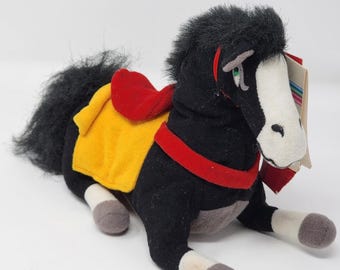NEW Disney Store Mulan Khan Horse Mini Bean Bag 8" Plush Stuffed Toy 1998 NWT