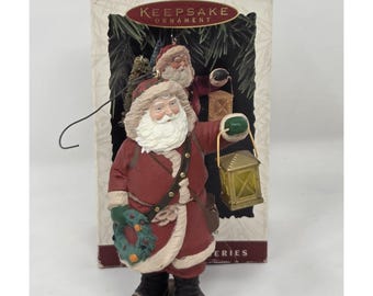 Adorno Hallmark Keepsake 1994 Merry Olde Santa #5 de la serie Linterna VINTAGE