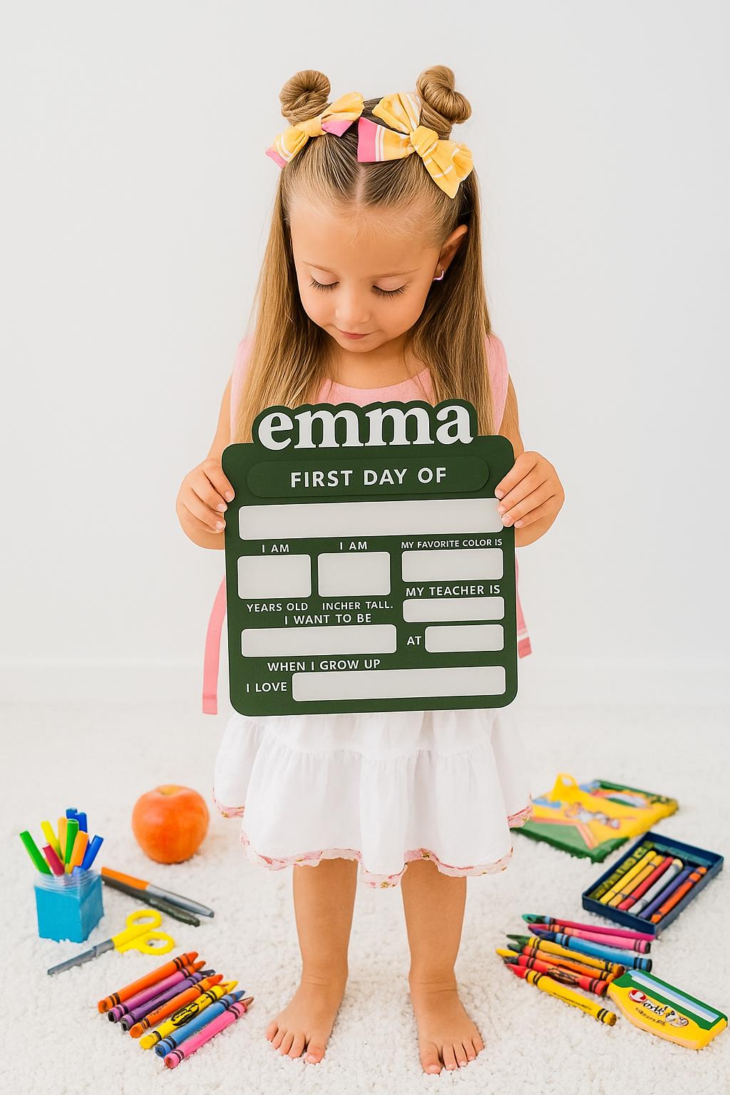 Personalized Acrylic First Day of School Sign – Photo Prop,Custom Back to School Sign,Reusable First Day of School Milestone Sign for Kids
