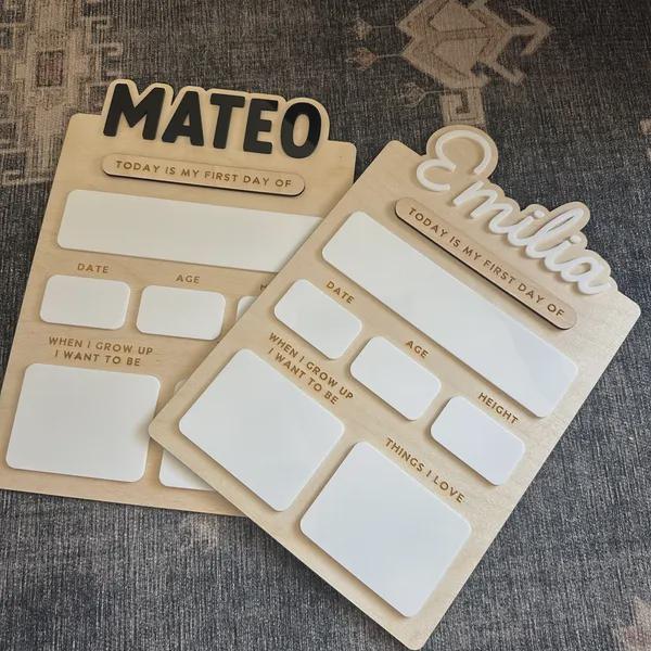 Custom Reusable Dry Erase Board,Back to School Sign - Personalized First & Last Day Photo Prop,Dry Erase First Day Sign