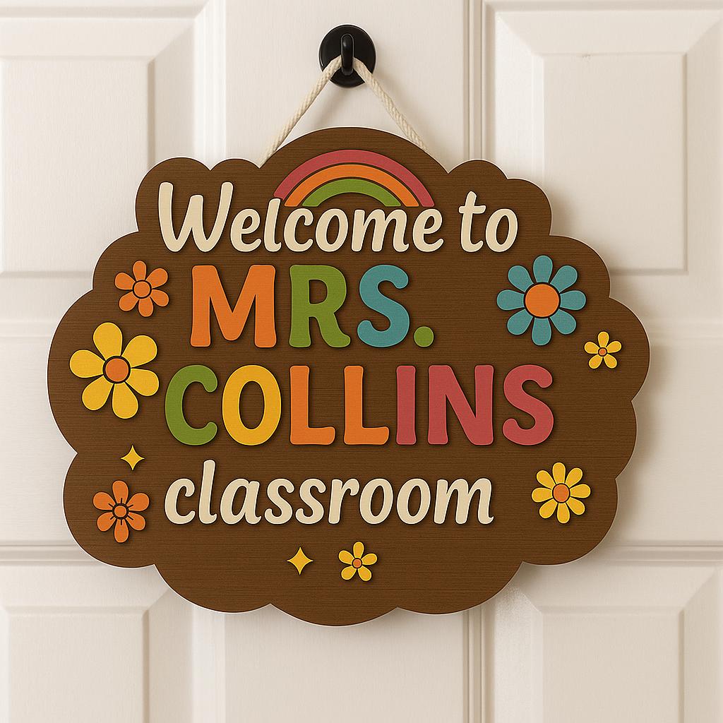 Personalized 3D Teacher Sign,Classroom Door Sign,Teacher Gift,Apple Teacher Name Sign,Custom Door Decor,Back to School Gift, Teacher Sign
