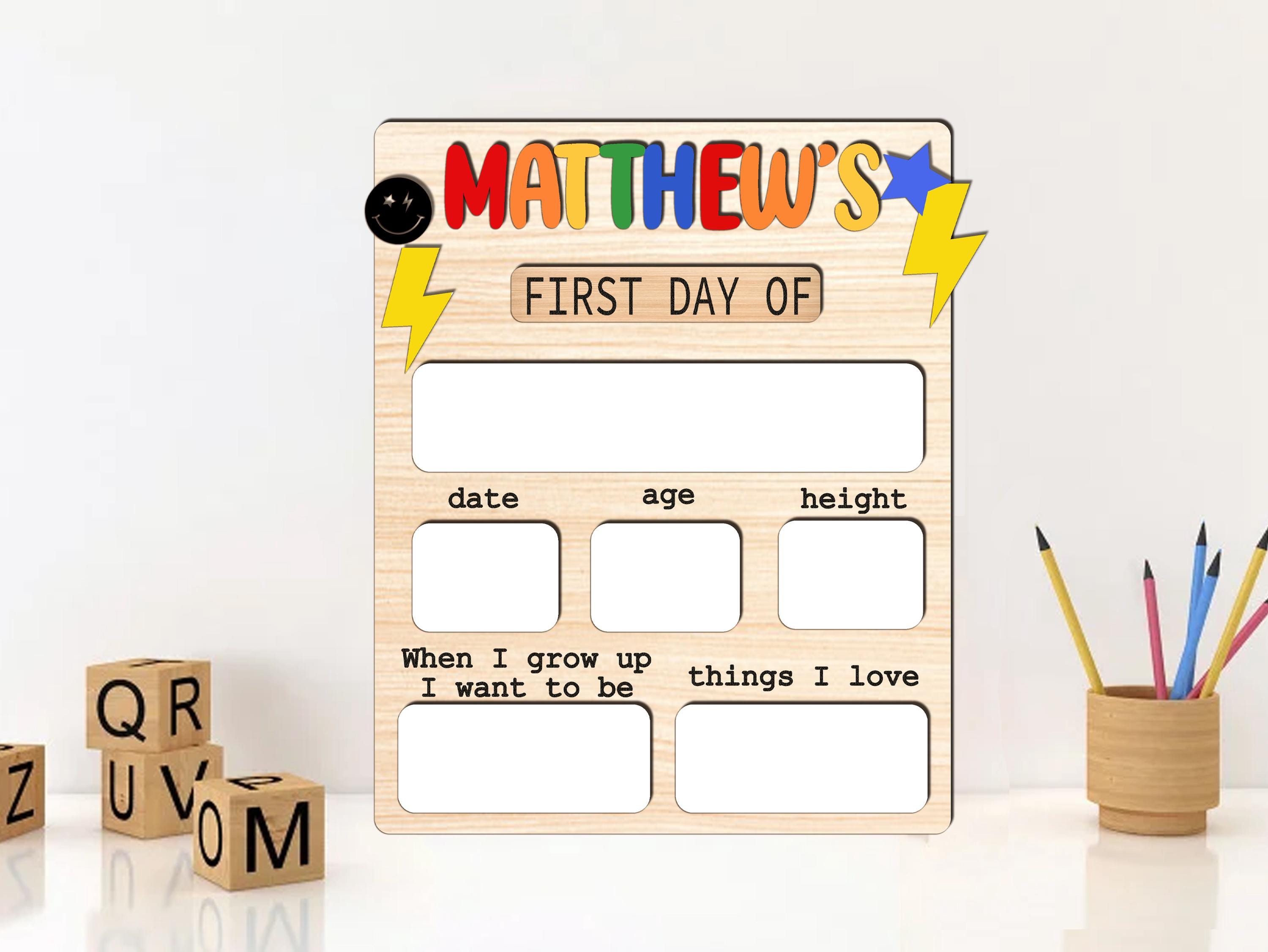 Personalized First & Last Day of School Sign – Back to School Chalkboard – Kindergarten Photo Prop – School Milestone Board