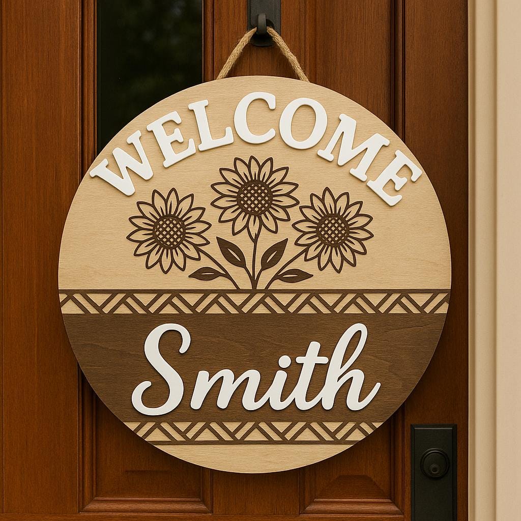 Custom Wooden Door Hanger,Personalized Front Door Sign - Engagement or Wedding Gift,Rustic Door Hanger - Custom Name Sign for Newlyweds