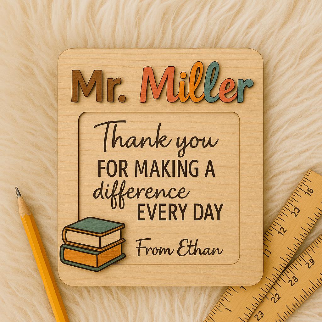 Teacher Sticky Note Holder, Thank You Post It Note Holder, Teacher Appreciation, Note Pad Holder Office Desk Accessory, Back To School Gift