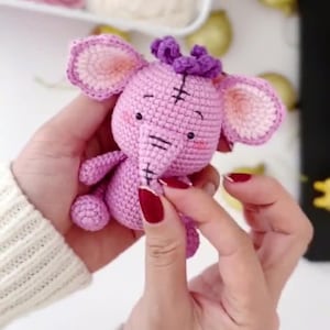 Crochet Tiny Pink Elephant, Mini Pink Elephant Crochet,Amigurumi Pink Elephant – Small Crochet Toy PDF,Tiny Elephant Crochet Tutorial