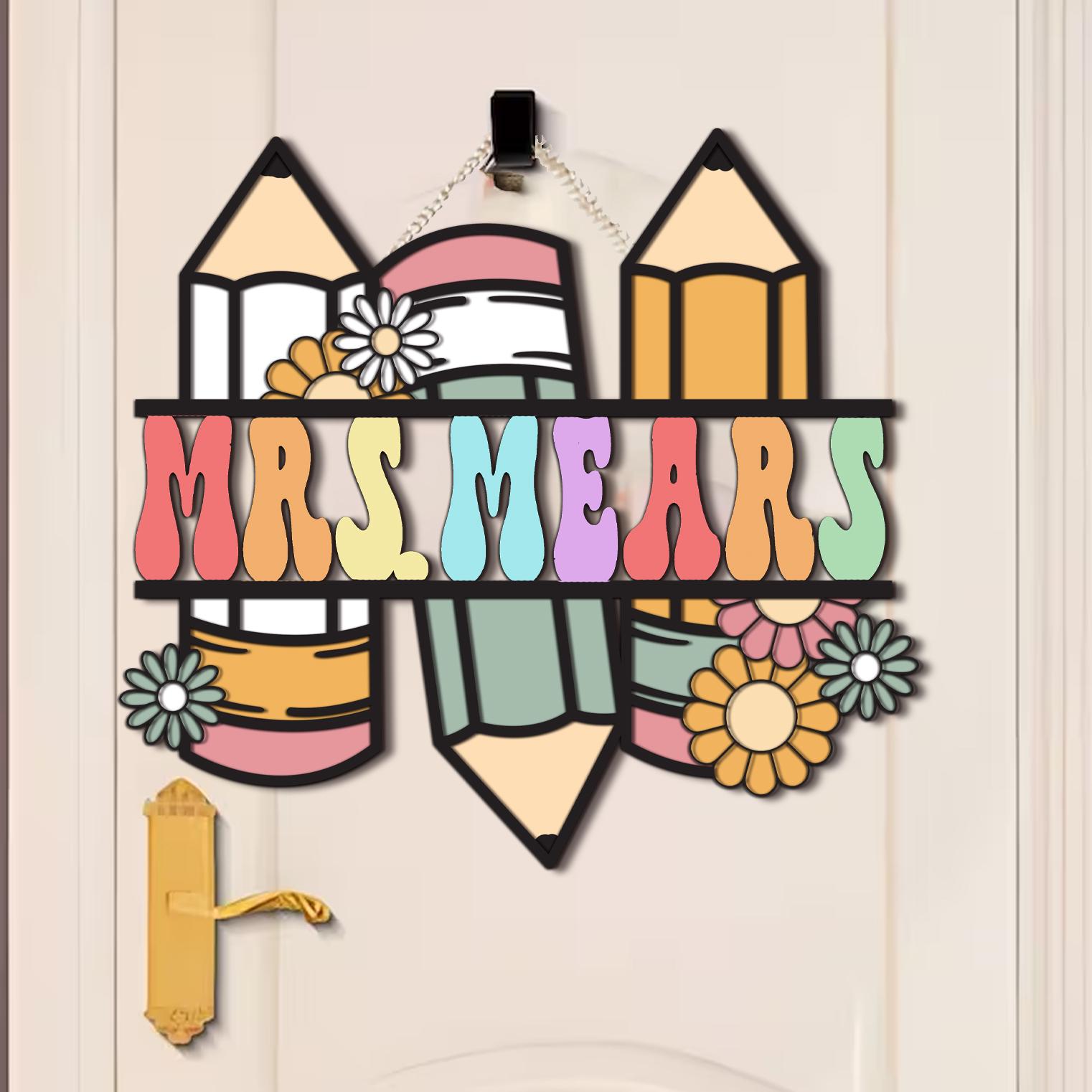 Custom Teacher Door Hanger – Personalized Pencil Name Sign – Teacher Appreciation or Back to School Gift – Classroom Decor