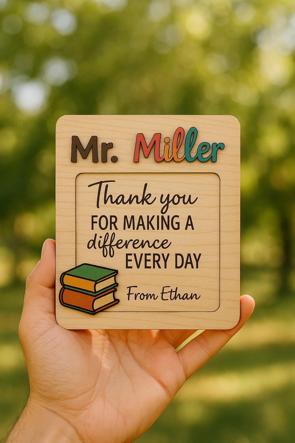 Teacher Sticky Note Holder, Thank You Post It Note Holder, Teacher Appreciation, Note Pad Holder Office Desk Accessory, Back To School Gift