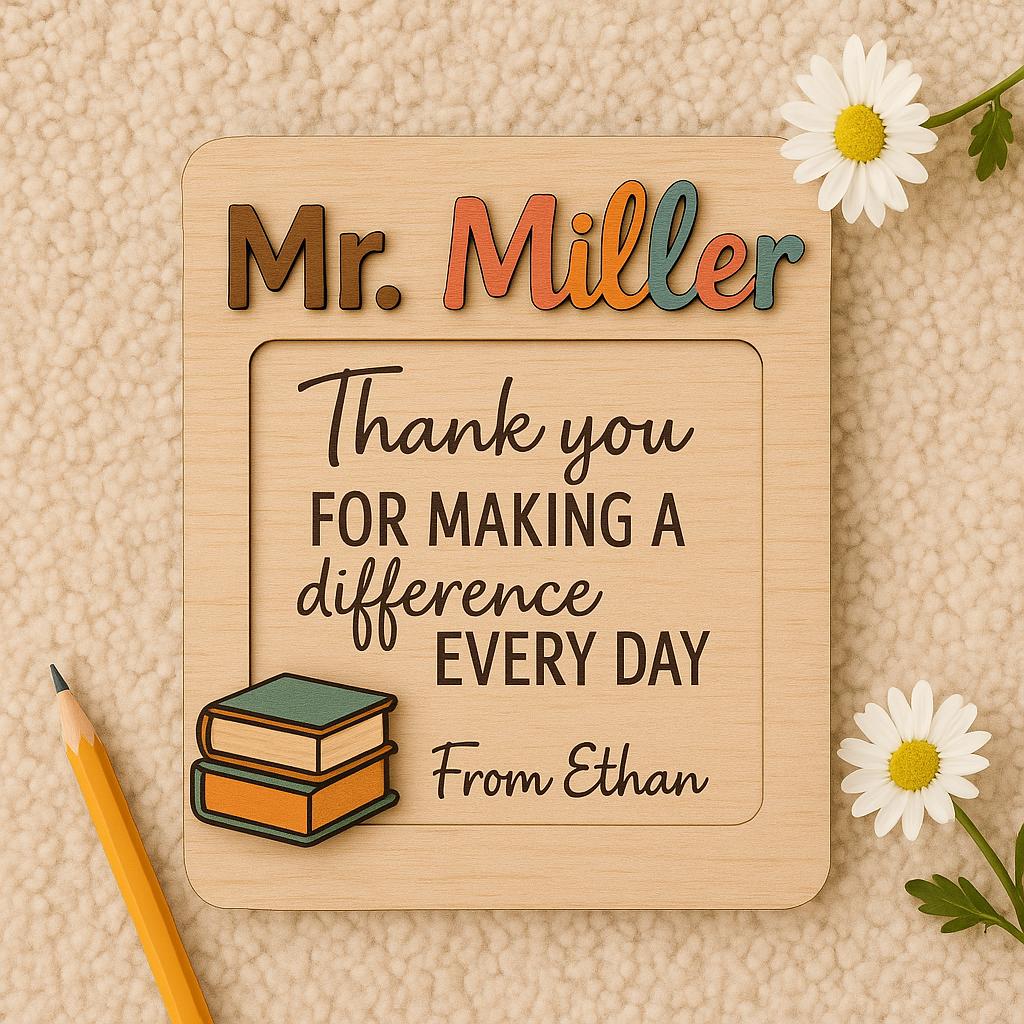 Teacher Sticky Note Holder, Thank You Post It Note Holder, Teacher Appreciation, Note Pad Holder Office Desk Accessory, Back To School Gift