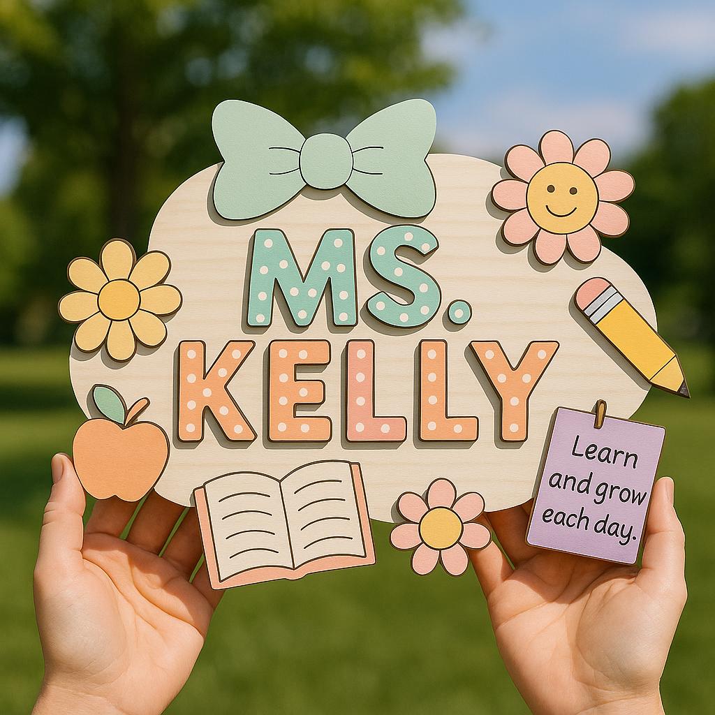 Personalized Teacher Door Sign - Custom Classroom Welcome Hanger,Custom Teacher Name Sign - Back to School Door Decor,Classroom Door Hanger