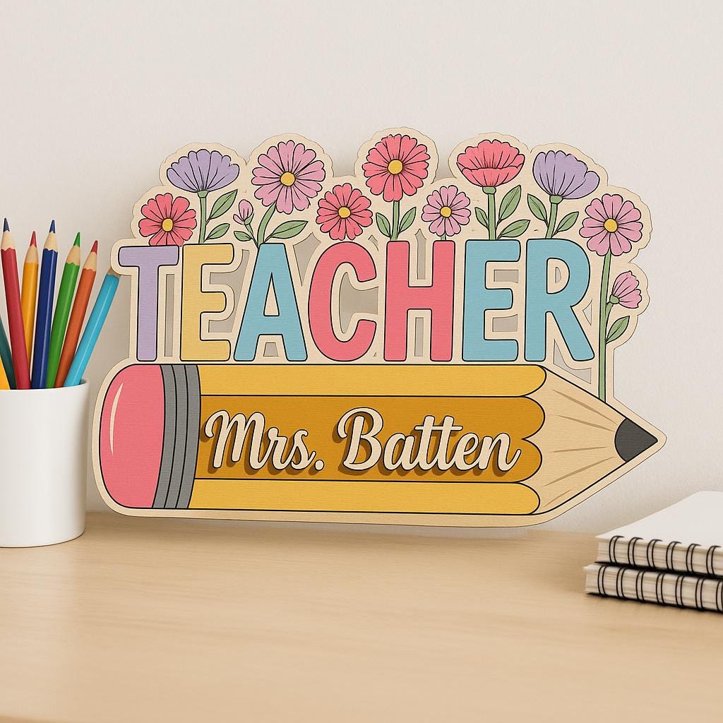 Floral Teacher Name Sign – Custom Classroom Decor – Perfect Back to School or Teacher Appreciation Gift – Personalized Teacher Sign