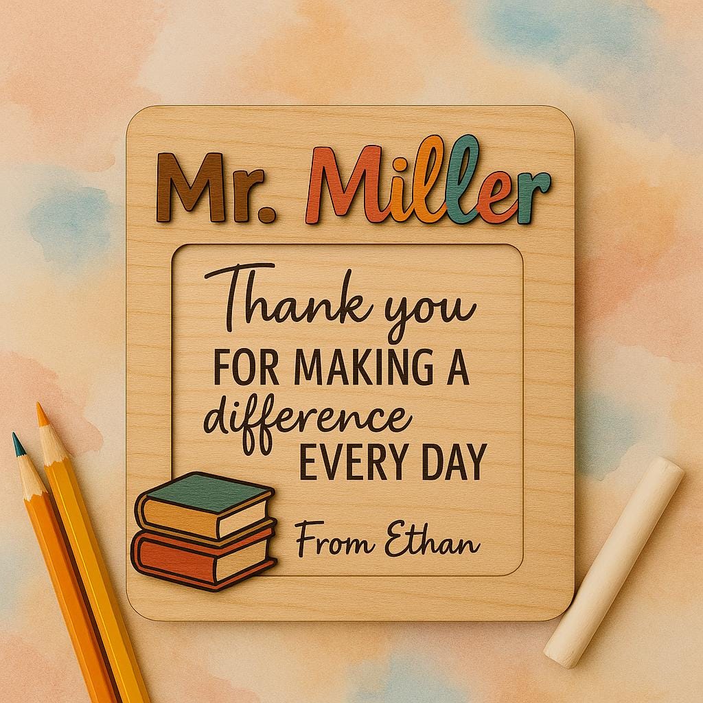 Teacher Sticky Note Holder, Thank You Post It Note Holder, Teacher Appreciation, Note Pad Holder Office Desk Accessory, Back To School Gift