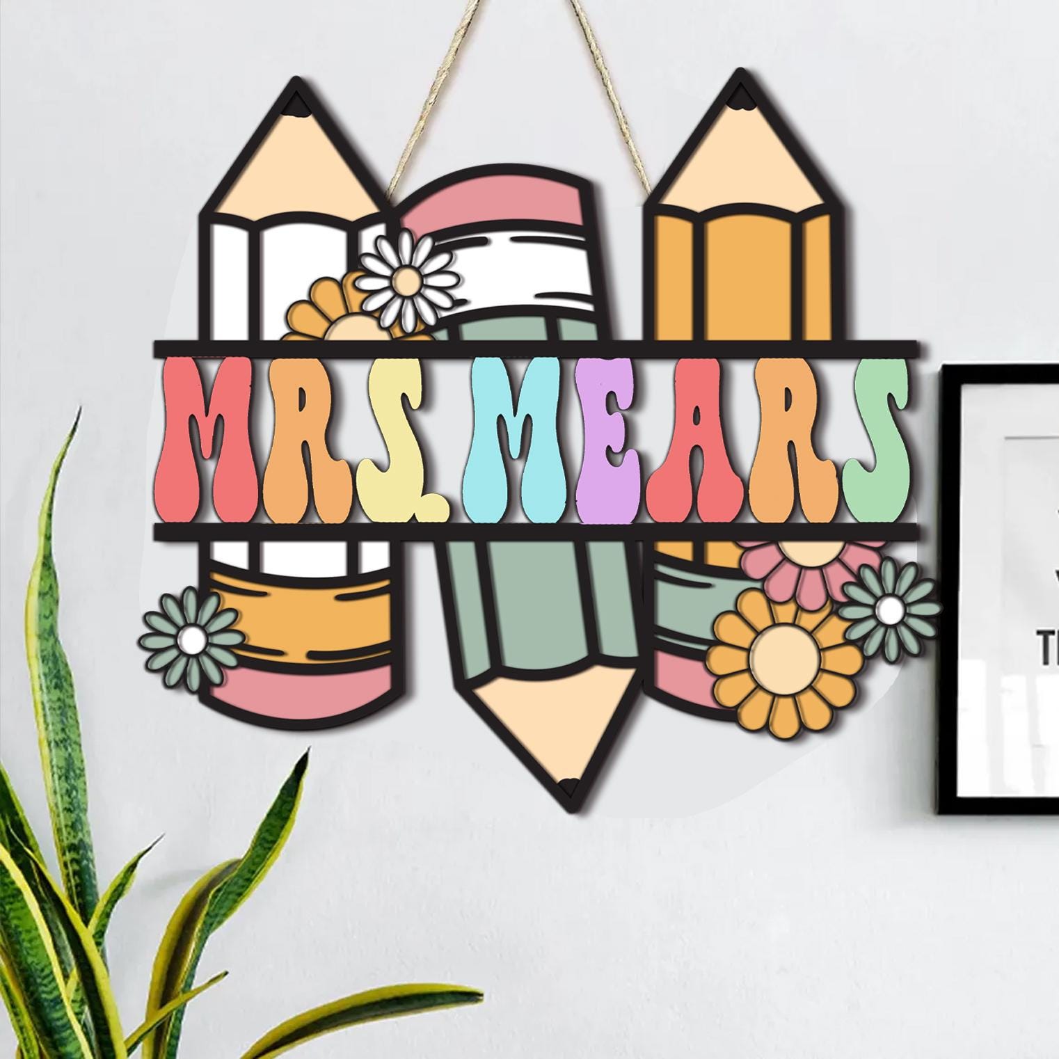 Custom Teacher Door Hanger – Personalized Pencil Name Sign – Teacher Appreciation or Back to School Gift – Classroom Decor