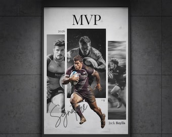 Rugby Sports MVP Award Poster - Fully Customizable in Canva, Digital Download Only