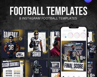 サッカースポーツソーシャルメディア（Instagram）テンプレート：Canvaテンプレート8選 - デジタルダウンロードのみ