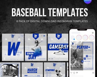 Plantillas de redes sociales de béisbol (Instagram): 8 plantillas de Canva (solo descarga digital)