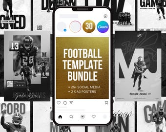 30 plantillas para equipos de fútbol: totalmente personalizables en Canva / Incluye plantillas para Instagram y pósteres (descarga digital)