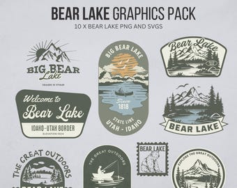 Paquete de gráficos de Bear Lake: archivos PNG y SVG (descarga digital)
