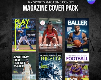 Sports Magazine Cover Templates, 10 pack, fully customizable Canva templates - Digital Download Only