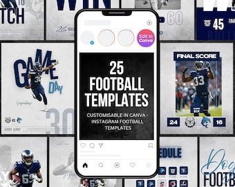 Football Instagram Templates: 25 Fully Customizable Canva Templates - Digital Download Only