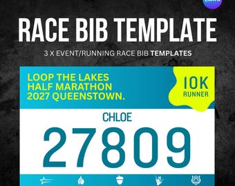 Plantilla de dorsal de Canva: Media Maratón, 10k, 5k (Descarga digital)