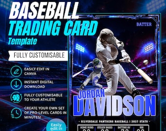 Baseball Trading Card Template | Customizable Sports Player Design (Digital Download)
