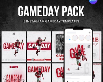 Paquete de plantillas para redes sociales (Instagram) para el día del partido: 8 plantillas de Canva (solo descarga digital)
