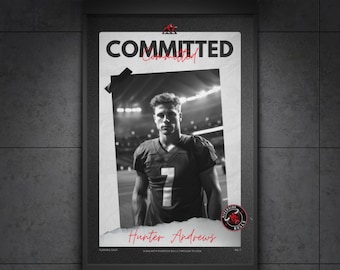 Committed College Athlete Poster - Canva Template - A3 Size, Fully Customizable Sports Graphic, Digital Download Only
